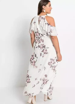 Cold Shoulder Floral Print Maxi Dress -Deals Glam Jiva Store Cold Shoulder Floral Print Maxi Dress914505FRSB W01