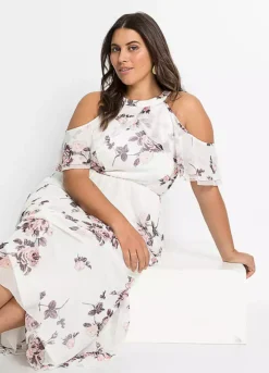 Cold Shoulder Floral Print Maxi Dress -Deals Glam Jiva Store Cold Shoulder Floral Print Maxi Dress914505FRSB W03