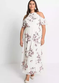 Cold Shoulder Floral Print Maxi Dress -Deals Glam Jiva Store Cold Shoulder Floral Print Maxi Dress914505FRSB W04