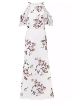 Cold Shoulder Floral Print Maxi Dress -Deals Glam Jiva Store Cold Shoulder Floral Print Maxi Dress914505FRSC