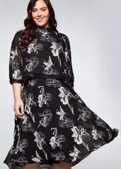 Sheego Floral Print Evening Dress