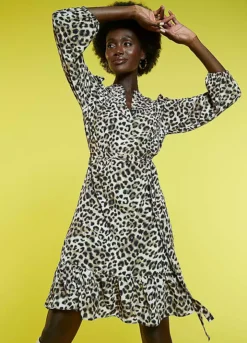 Freemans Animal Print Frill Hem Dress -Deals Glam Jiva Store Freemans Animal Print Frill Hem Dress61D136FRSP W05