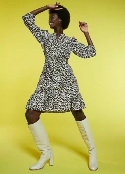 Freemans Animal Print Frill Hem Dress -Deals Glam Jiva Store Freemans Animal Print Frill Hem Dress61D136FRSP W07