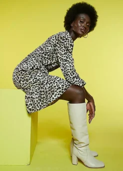 Freemans Animal Print Frill Hem Dress -Deals Glam Jiva Store Freemans Animal Print Frill Hem Dress61D136FRSP W09