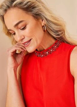 Kaleidoscope Bead Trim Orange Swing Dress -Deals Glam Jiva Store Kaleidoscope Bead Trim Orange Swing Dress35D343FRSP W06