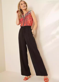 Kaleidoscope Black Wide Leg Pull On Trousers -Deals Glam Jiva Store Kaleidoscope Black Wide Leg Pull On Trousers35G662FRSP W06