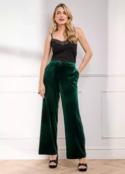 Kaleidoscope Green Velvet Trouser