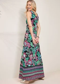 Kaleidoscope Purple Floral Twist Front Maxi Dress