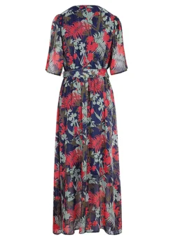 Kaleidoscope Tropical Print Foil Maxi Dress