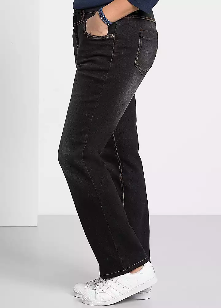 Sheego Lana Used-Effect Straight Leg Stretch Jeans 7 Sheego Lana Used-Effect Straight Leg Stretch Jeans - Image 5