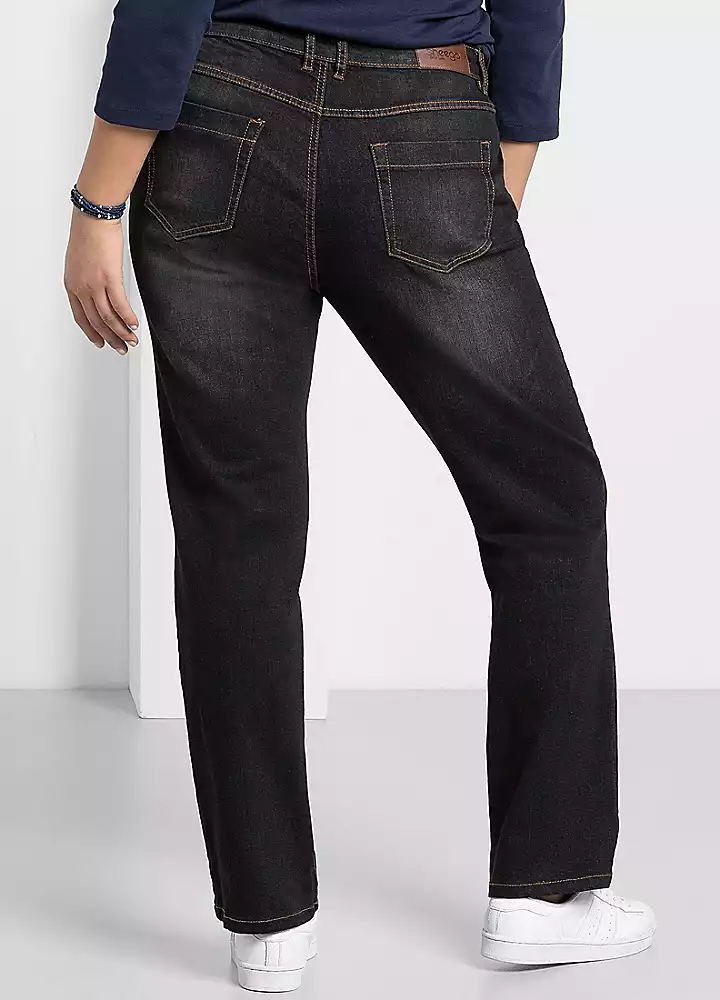 Sheego Lana Used-Effect Straight Leg Stretch Jeans 8 Sheego Lana Used-Effect Straight Leg Stretch Jeans - Image 6