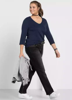 Sheego Lana Used-Effect Straight Leg Stretch Jeans 17 Sheego Lana Used-Effect Straight Leg Stretch Jeans -Deals Glam Jiva Store Lana Used Effect Straight Leg Stretch Jeans20B246FRSP W03