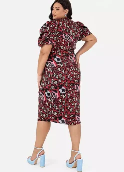 Lovedrobe Luxe Fitted Wrap Dress In Abstract Animal Print Satin