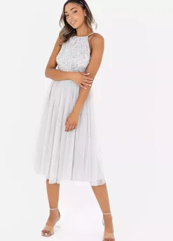 Maya Deluxe Icon Delicate Sequin Halterneck Midi Dress