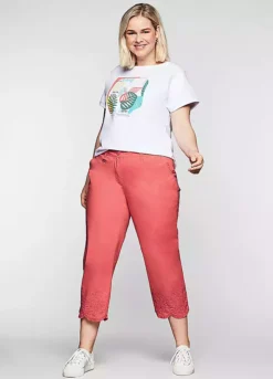 Sheego Embroidered Hem Trousers