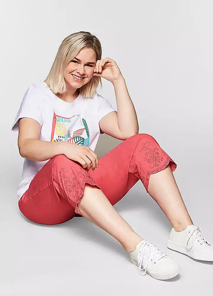 Sheego Embroidered Hem Trousers 4 Sheego Embroidered Hem Trousers - Image 2