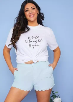 Stacey Solomon Organic Cotton Blend Light Blue Scalloped Edge Shorts