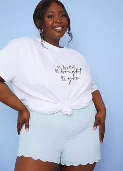 Stacey Solomon Organic Cotton Blend Light Blue Scalloped Edge Shorts -Deals Glam Jiva Store Stacey Solomon Organic Cotton Blend Light Blue Scalloped Edge Shorts74E005FRSP W09