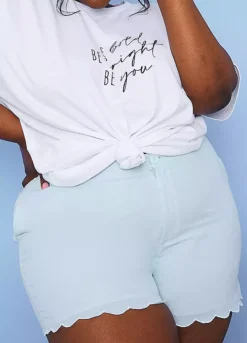 Stacey Solomon Organic Cotton Blend Light Blue Scalloped Edge Shorts -Deals Glam Jiva Store Stacey Solomon Organic Cotton Blend Light Blue Scalloped Edge Shorts74E005FRSP W11