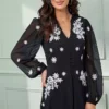 Together! Together Black Embroidered Maxi Dress -Deals Glam Jiva Store Together Black Embroidered Maxi Dress17S502FRSP W04