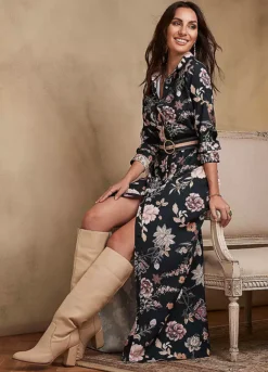 Together! Together Floral Print Shirt Dress And Belt