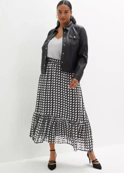 Bonprix Checked Chiffon Skirt