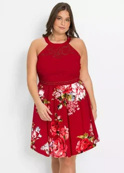 Bonprix Lace Bodice Floral Dress