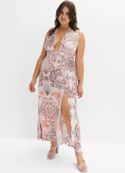 Bonprix Printed Halter Neck Maxi Dress